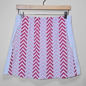 J. McLaughlin Geometric Golf Skort White Pink Pickelball Tennis Prep Size Medium